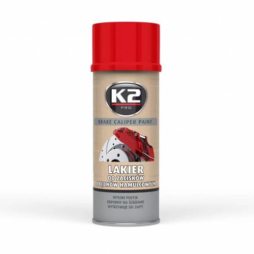 K2 féknyereg festék spray 400 ml piros 