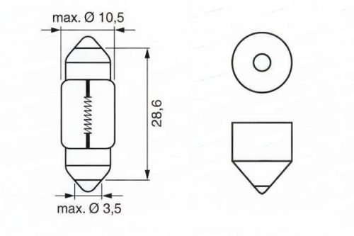 Bosch szofita izzó 12V, 10W, SV8,5-8 