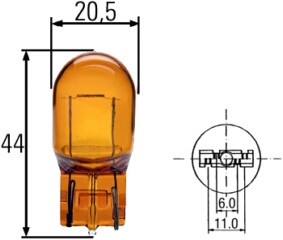 Neolux WY21W 12V izzó üvegfejü sárga 